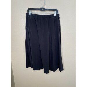 Woman Within Black A-Line Midi Skirt 18/20 L Soft Cotton Blend Flared Design
